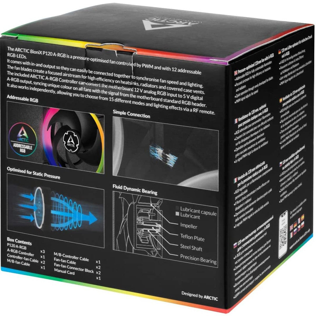 Arctic BioniX P120 A-RGB 3 Fans Bundle - 120mm A-RGB illuminated fans & ARGB Controller.