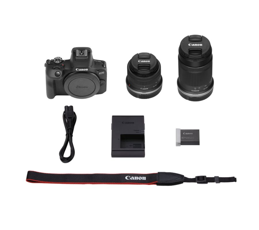 Canon Mirrorless Φωτογραφική Μηχανή EOS R100 Crop Frame Kit (RF-S 18-45mm f/4.5-6.3 IS STM + RF-S 55-210mm f/5-7.1 IS STM) Black