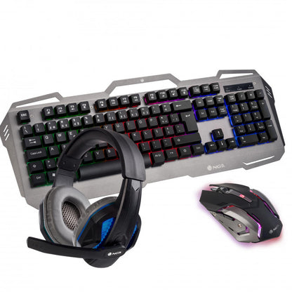 Σετ Gaming Πληκτρολόγιο NGS GBX-1500 Combo με διακόπτες και RGB φωτισμό & Ποντίκι Γκρι