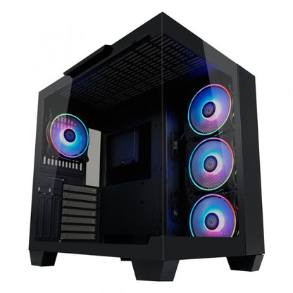 LC-Power 809B Gaming Midi Tower Κουτί Υπολογιστή με Πλαϊνό Παράθυρο και RGB Φωτισμό Dark Storm_X