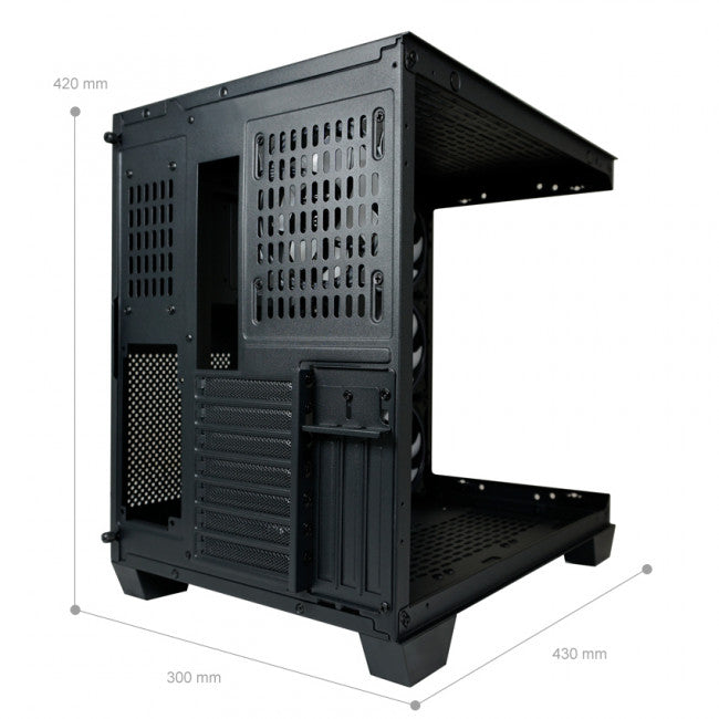 LC-Power 809B Gaming Midi Tower Κουτί Υπολογιστή με Πλαϊνό Παράθυρο και RGB Φωτισμό Dark Storm_X