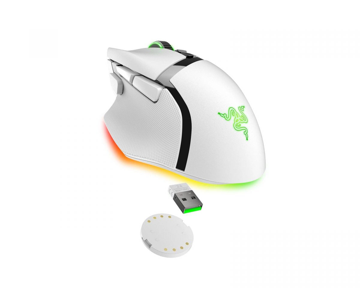 Razer BASILISK V3 PRO WHITE WIRELESS - Optical Switches - Tilt Wheel - 11 Buttons - 30k Sensor