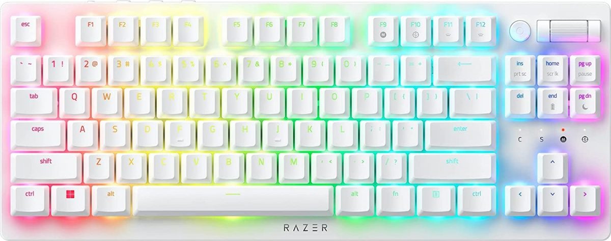 Razer DEATHSTALKER V2 PRO TKL WHITE - Wireless - Low Profile - Linear Red - Optical Switches - 50H