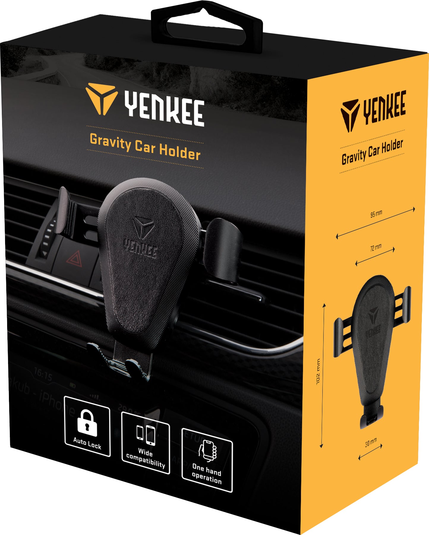 YENKEE YSM 410 Yenkee Βάση Κινητού Αεραγωγού Αυτοκινήτου Gravity Car Holder με Ρυθμιζόμενο Βραχίονα