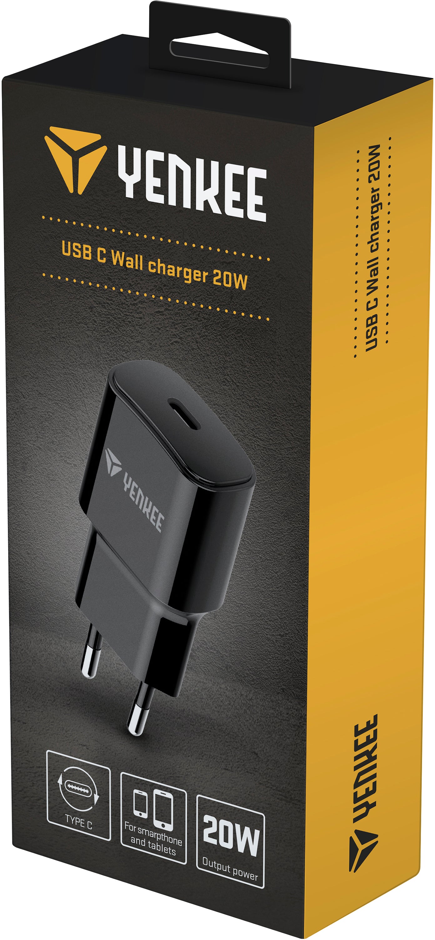 YENKEE YAC 2033BK USB-C Φορτιστής Κινητού PD 20W, Μαύρος