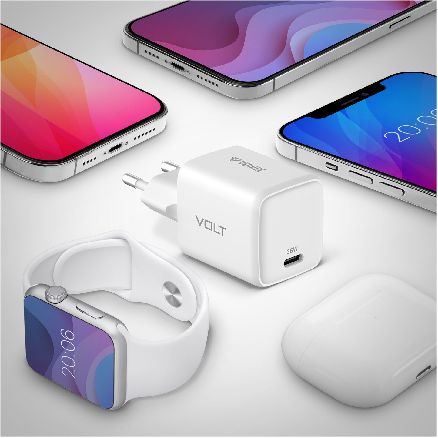 YENKEE YAC G35 VOLT Φορτιστής USB-C, 35W Τεχνολογίας GaN με QC 4.0+, PD 3.0, AFC, FCP, Λευκός