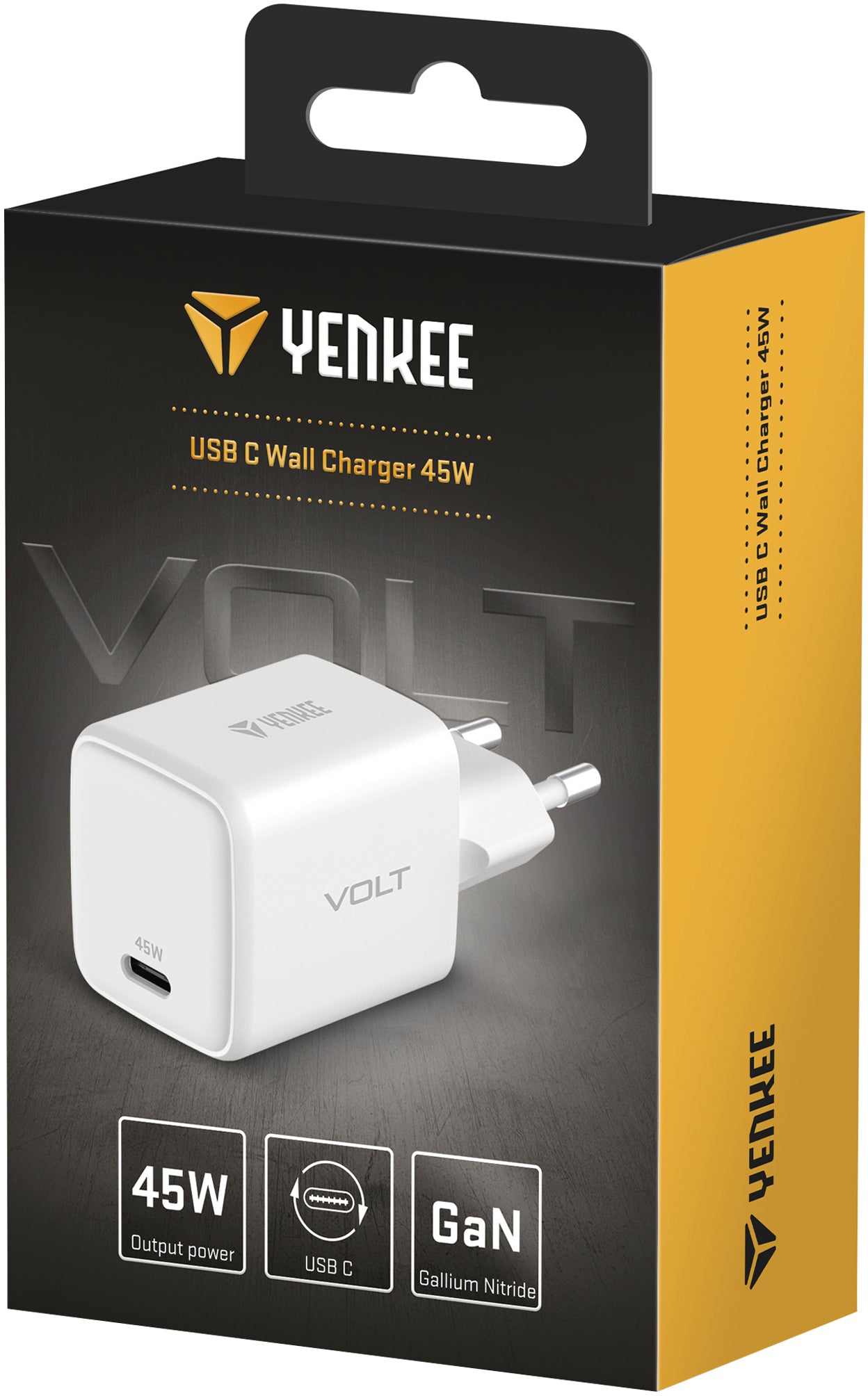 YENKEE YAC G45 VOLT Φορτιστής USB-C, 45W Τεχνολογίας GaN με QC 4.0+, PD 3.0, AFC, FCP, Λευκός