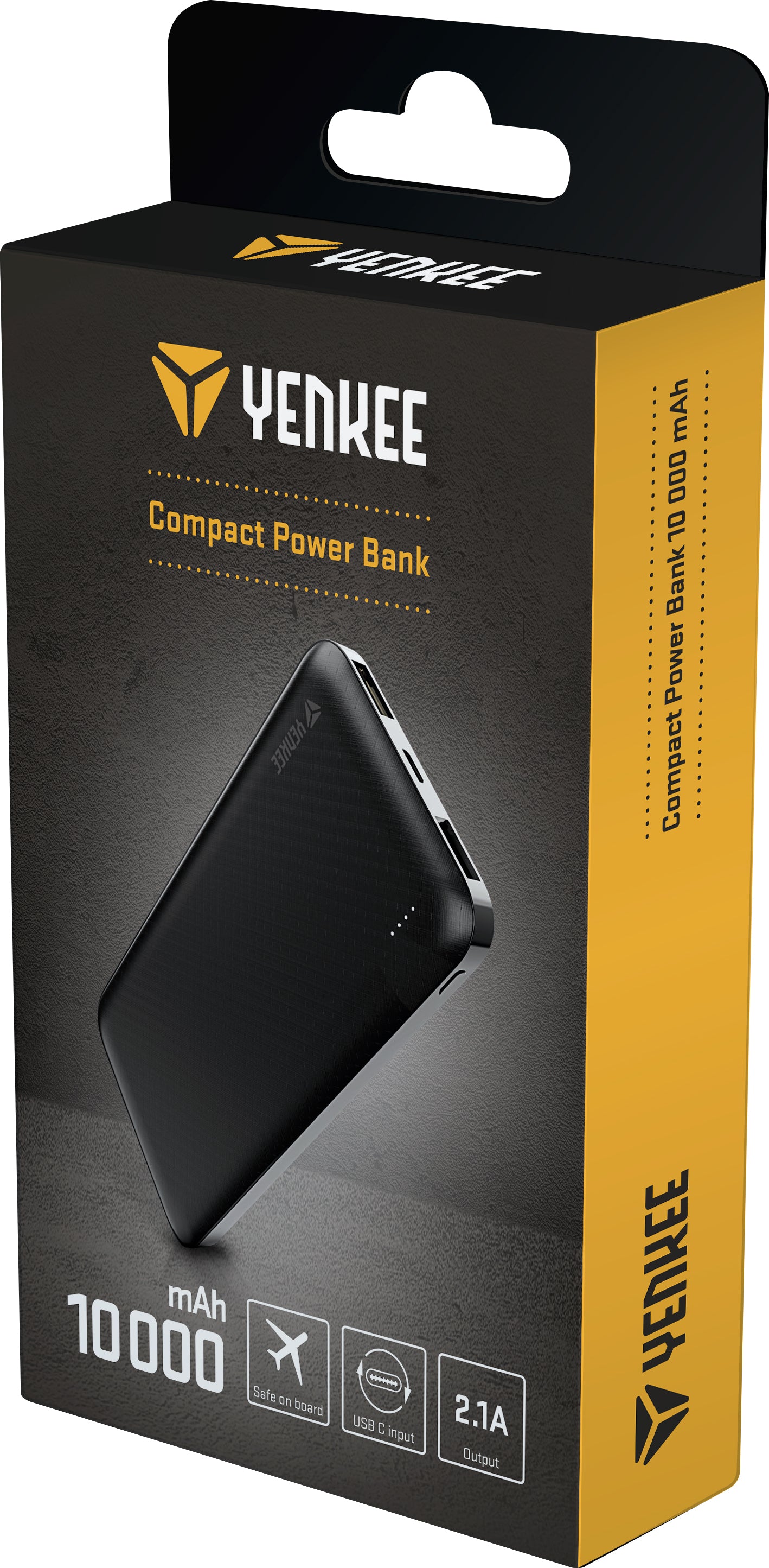 YENKEE YPB 1040 Compact Power Bank 10000mAh με 2 εξόδους USB A, Μαύρο