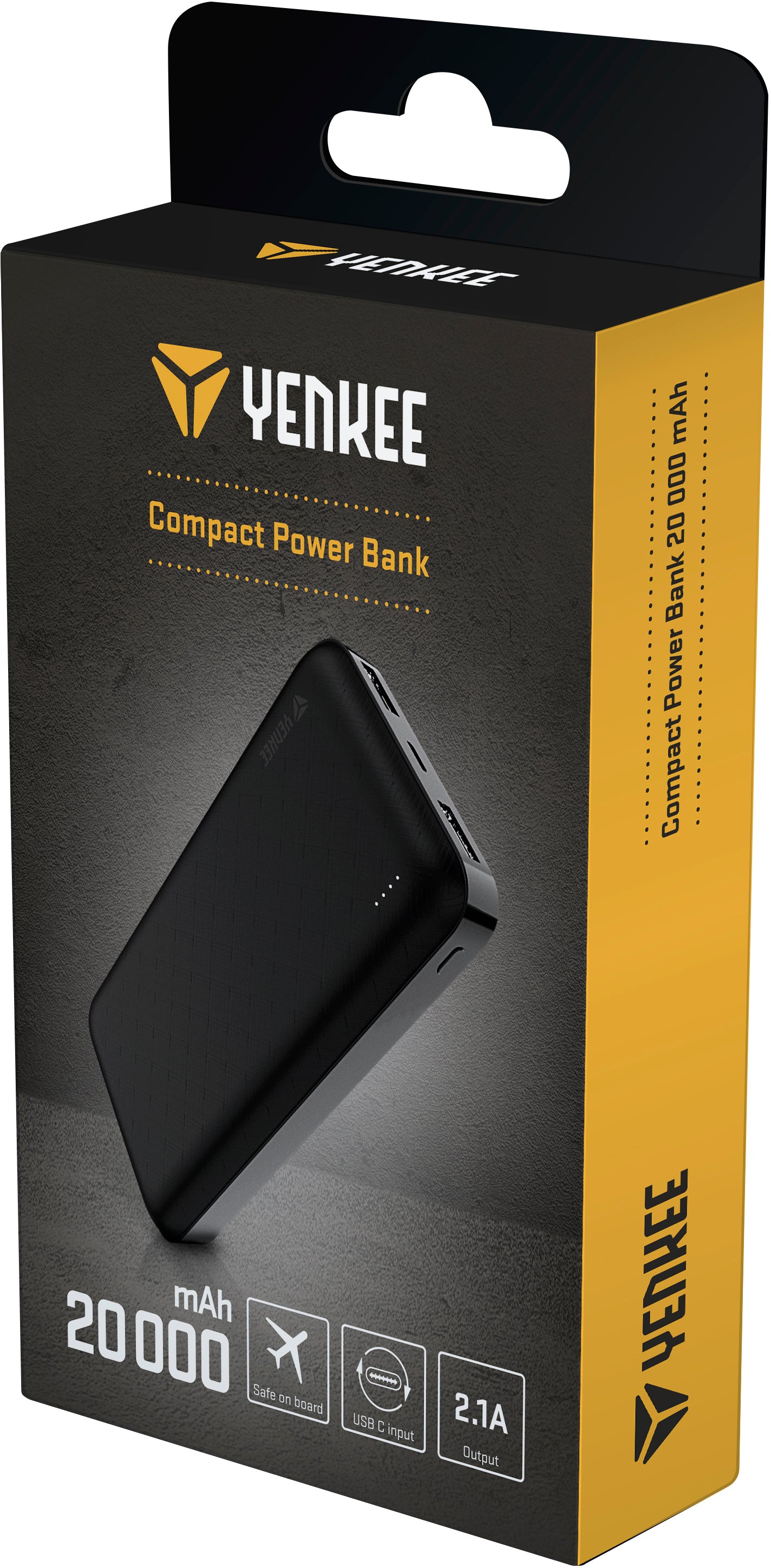 YENKEE YPB 2020 Compact Power Bank 20000mAh με 2 εξόδους USB A, Μαύρο