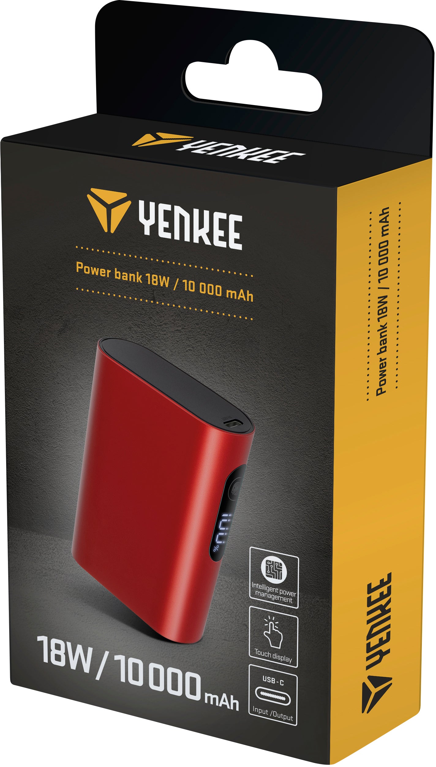 YENKEE YPB 1180 RD Power Bank QC3.0 PD18W / 10000mAh με έξοδο USB A, USB C, Κόκκινο