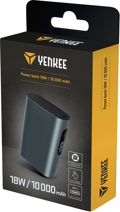 YENKEE YPB 1180 GY Power Bank QC3.0 PD18W / 10000mAh με έξοδο USB A, USB C  Γκρι