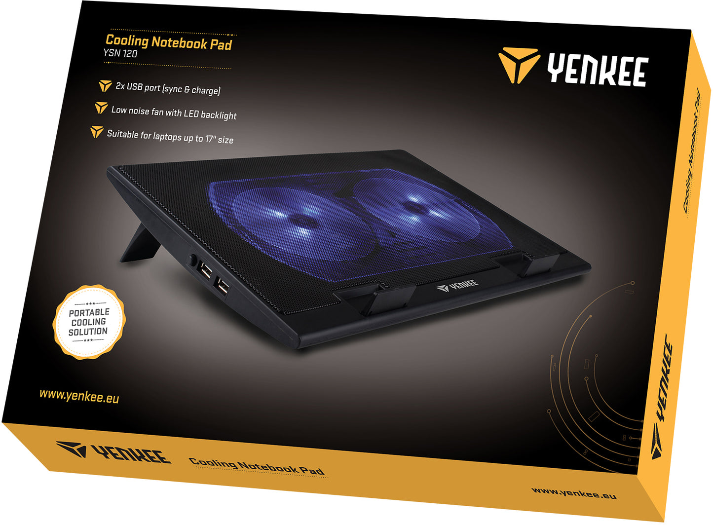 YENKEE YSN 120 Cooling Pad για Laptop με 2 Ανεμιστήρες και Φωτισμό