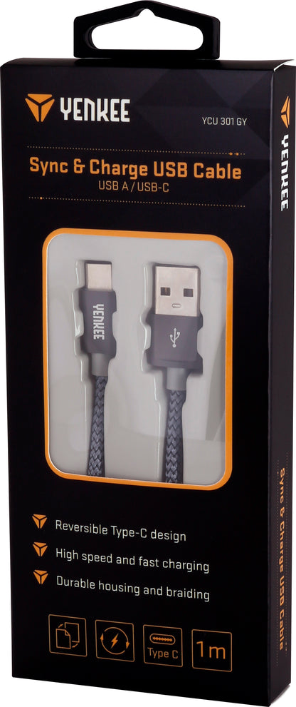 YENKEE YCU 301 GY Καλώδιο Φόρτισης/Δεδομένων USB σε Type C, 1m Γκρι