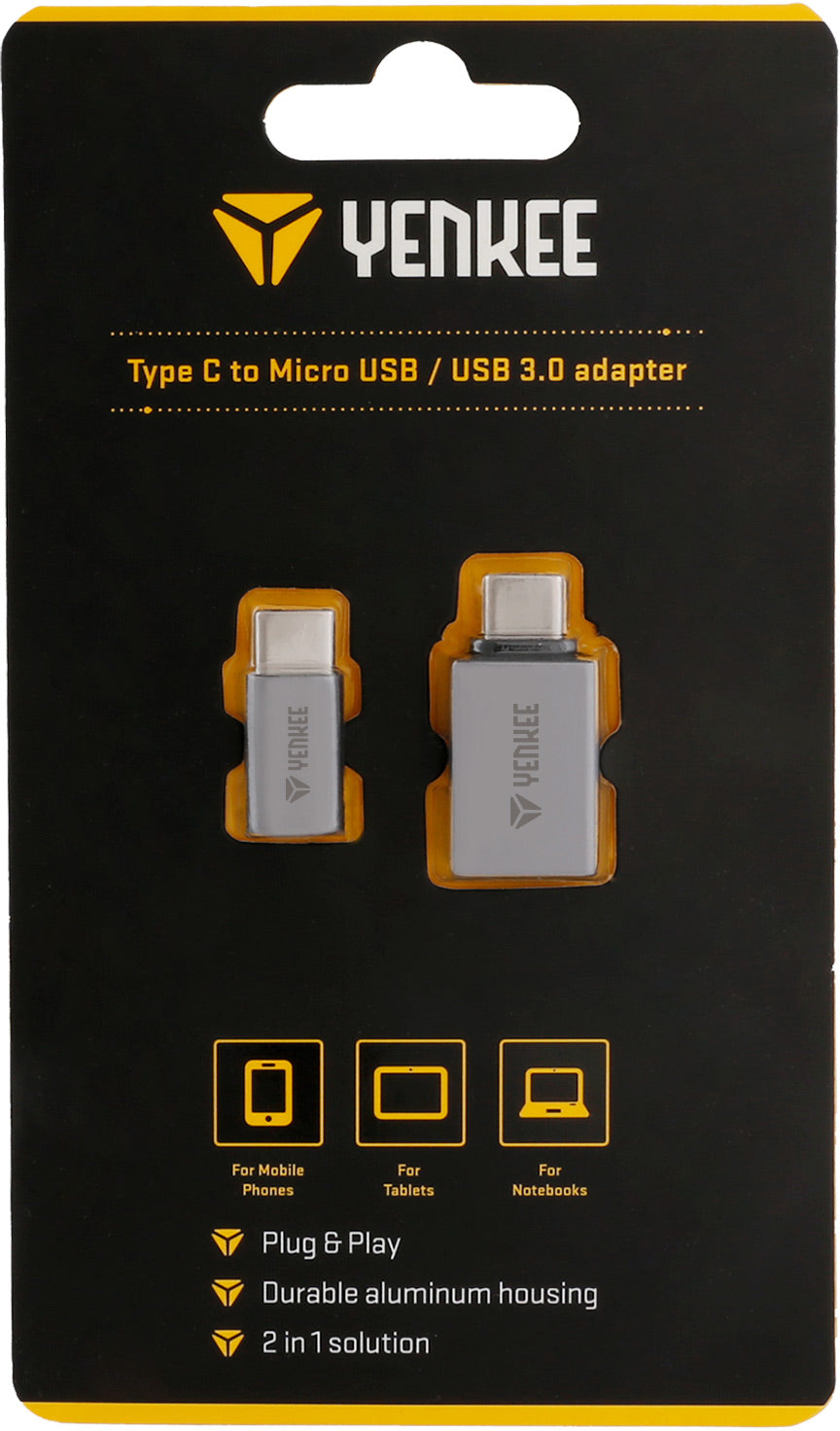 YENKEE YTC 021 USB C male tο Micro/USB A female 2pack