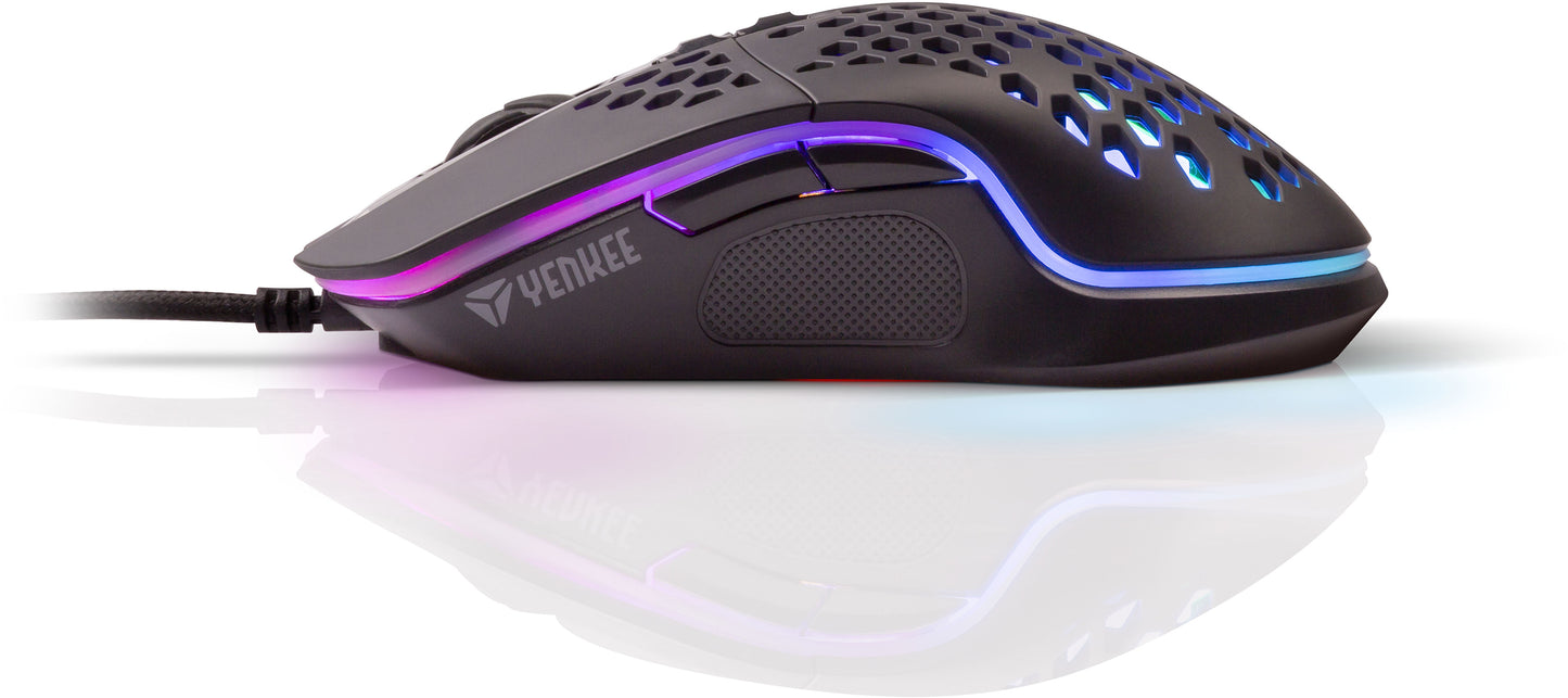 YENKEE YMS 3030ΒΚ SHOTGUN Ενσύρματο Ultra Light Ποντίκι Gaming, 6400 DPI με RGB φωτισμό και προγραμματιζόμενα πλήκτρα