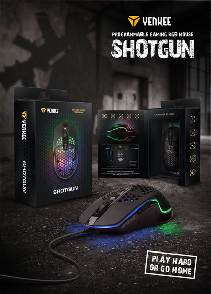 YENKEE YMS 3030ΒΚ SHOTGUN Ενσύρματο Ultra Light Ποντίκι Gaming, 6400 DPI με RGB φωτισμό και προγραμματιζόμενα πλήκτρα