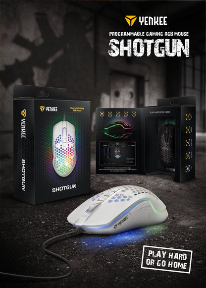 YENKEE YMS 3030WE SHOTGUN Ενσύρματο Ultra Light Ποντίκι Gaming, 6400 DPI με RGB φωτισμό και προγραμματιζόμενα πλήκτρα