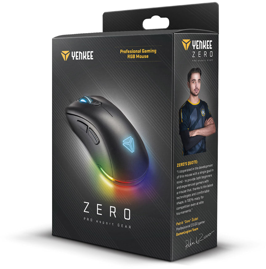 YENKEE YMS 3000 ZERO e-Sport PRO Ενσύρματο Ποντίκi Gaming με αισθητήρα 12000DPI, 6 πλήκτρα και RGB φωτισμό.