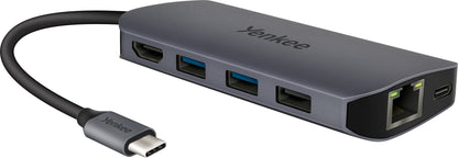 YENKEE YTC 081, 8 σε 1 Multi-port HUB (HDMI/USB/RJ45/mSD/Type-C) με σύνδεση Type-C, Γκρι