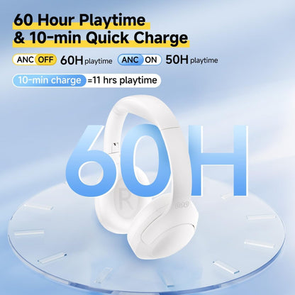 QCY H3 LITE HEADSET WHITE – ANC NOISE CANCELING 40MM DRIVERS 68MS LATENCY – 60H BATTERY