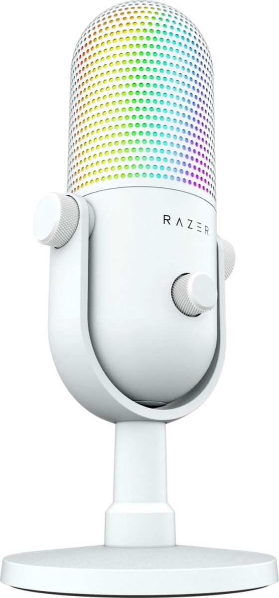 Razer SEIREN V3 CHROMA - WHITE - RGB USB Condenser Microphone - Gain Limiter - Build-in Shock Absorb