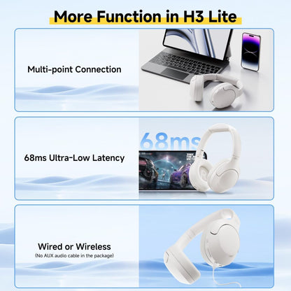 QCY H3 LITE HEADSET WHITE – ANC NOISE CANCELING 40MM DRIVERS 68MS LATENCY – 60H BATTERY