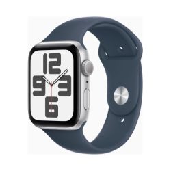 Apple Watch SE (2022) Gps 44mm Silver Aluminium Case με Sport Band M/L Storm Blue EU