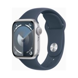 Apple Watch (Series 9 2023) Gps 41mm Silver Aluminium Case με Sport Band M/L Storm Blue GR