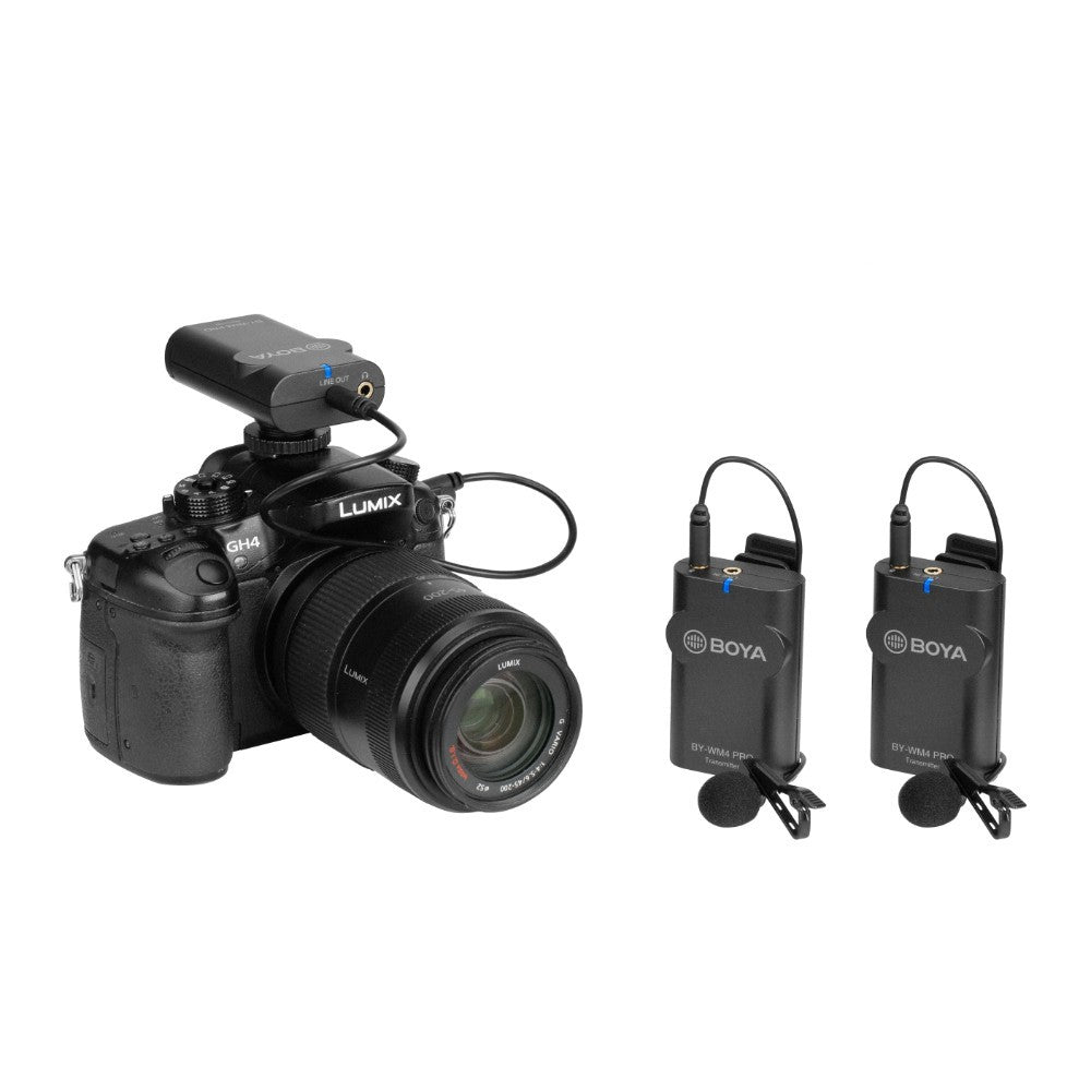 BOYA BY-WM4 pro-K2 wireless mic 2.4G Wireless Mic System 1+2 (2 transmitters, two person vlog)