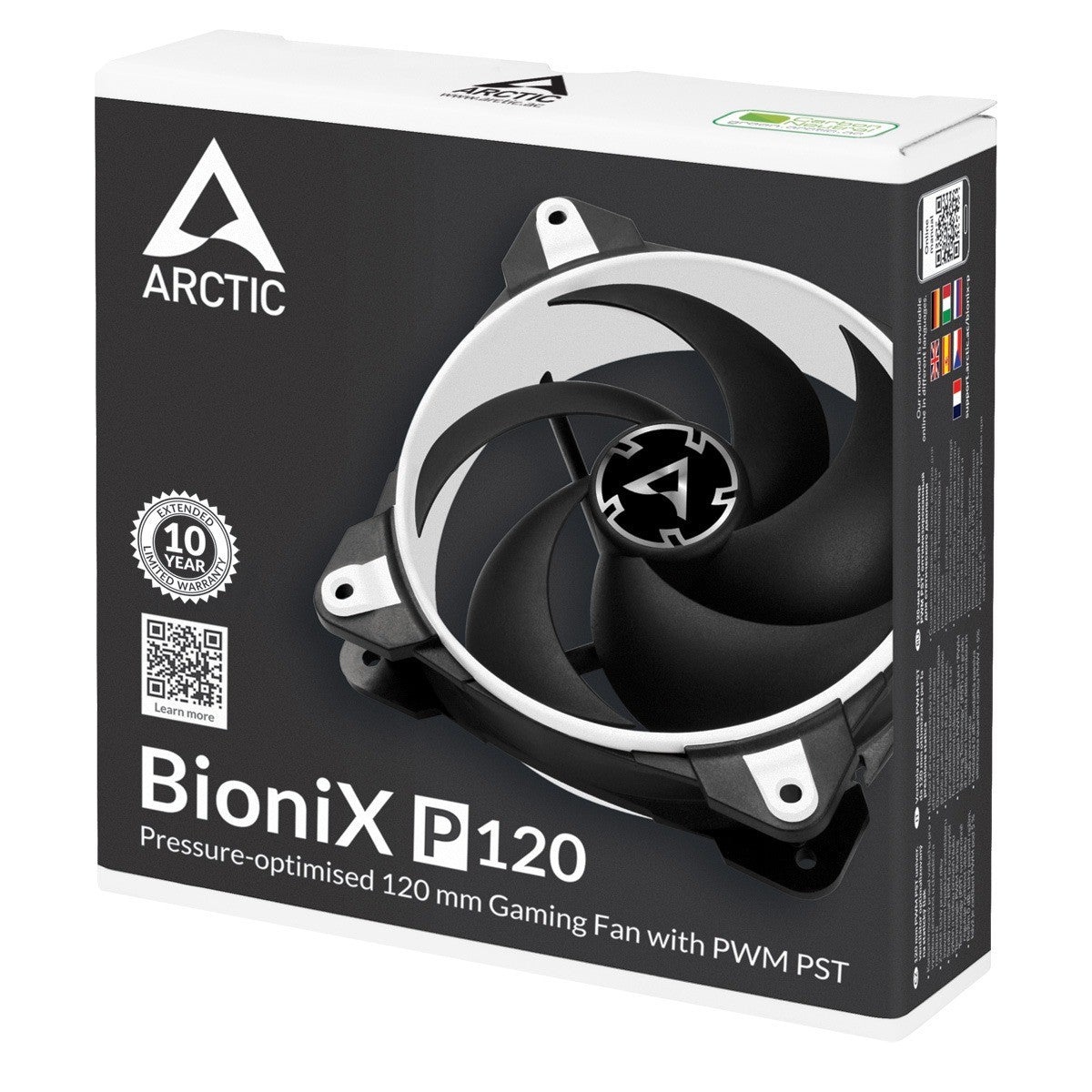 Arctic BIONIX P120 (WHITE) - Pressure-optimised 120 mm Gaming Fan with PWM PST