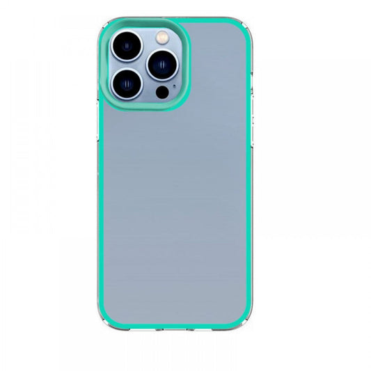 Θήκη back cover με χρωματιστό περίγραμμα για iPhone 11 Γαλαζοπράσινη