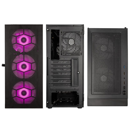 Kolink Observatory HF Mesh ARGB Midi Tower Case - Black (with 6 ARGB fans - 3x140mm & 3x120mm)