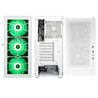 Kolink Observatory HF Glass ARGB Midi Tower Case - White (with 6 ARGB fans - 3x140mm & 3x120mm )