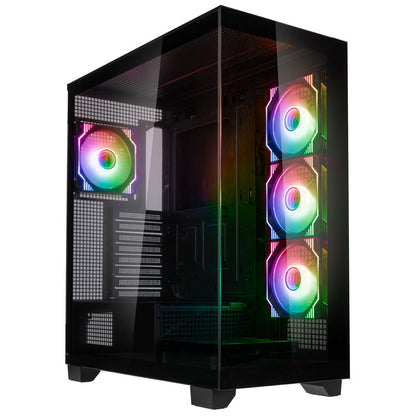 Kolink Unity Arena ARGB Midi Tower Showcase - Black E-ATX 420mm clearance with 4 ARGB Fans