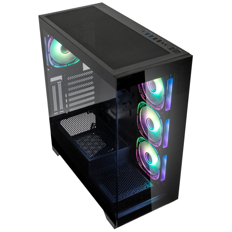 Kolink Unity Peak ARGB Midi Tower Showcase - Black ATX 400mm clearance with 4 ARGB Fans