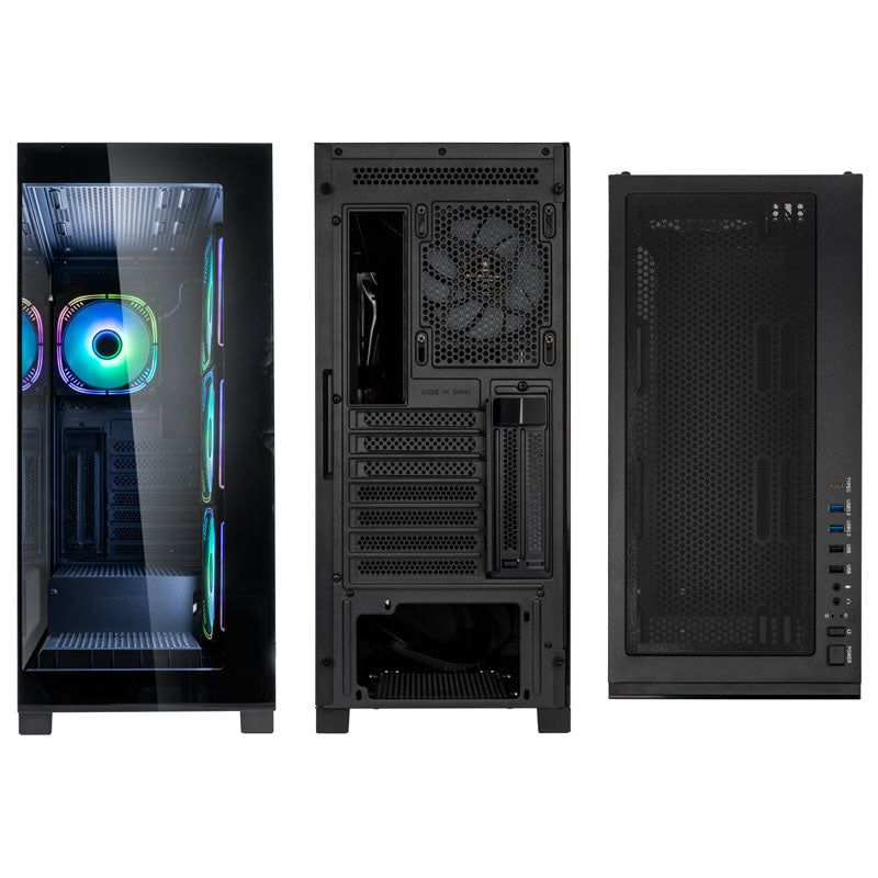 Kolink Unity Peak ARGB Midi Tower Showcase - Black ATX 400mm clearance with 4 ARGB Fans