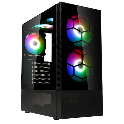 Kolink Observatory MX Glass ARGB Midi Tower Case - Black (with 5 ARGB fans - 2x140mm & 3x120mm)