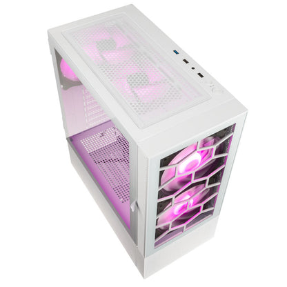 Kolink Observatory MX Glass ARGB Midi Tower Case - White (with 5 ARGB fans - 2x140mm & 3x120mm)