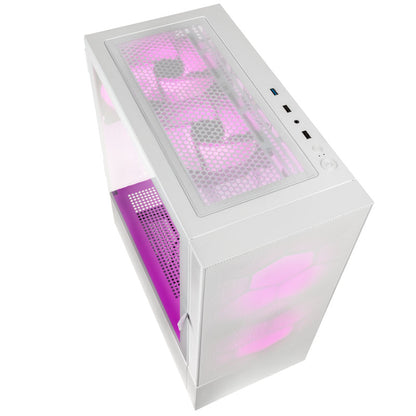 Kolink Observatory MX Mesh ARGB Midi Tower Case - White (with 5 ARGB fans - 2x140mm & 3x120mm)