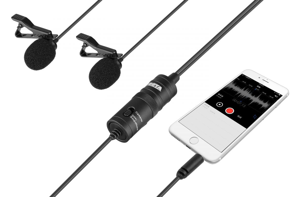 BOYA BY-M1DM wired mic Dual Lavalier Microphone