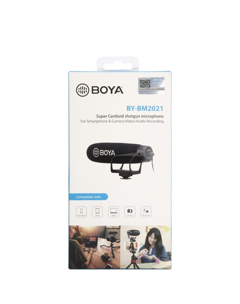 BOYA BY-BM2021 Compact Shotgun Mic Super Cardioid Video Shotgun Microphone for Cameras 3.5mm