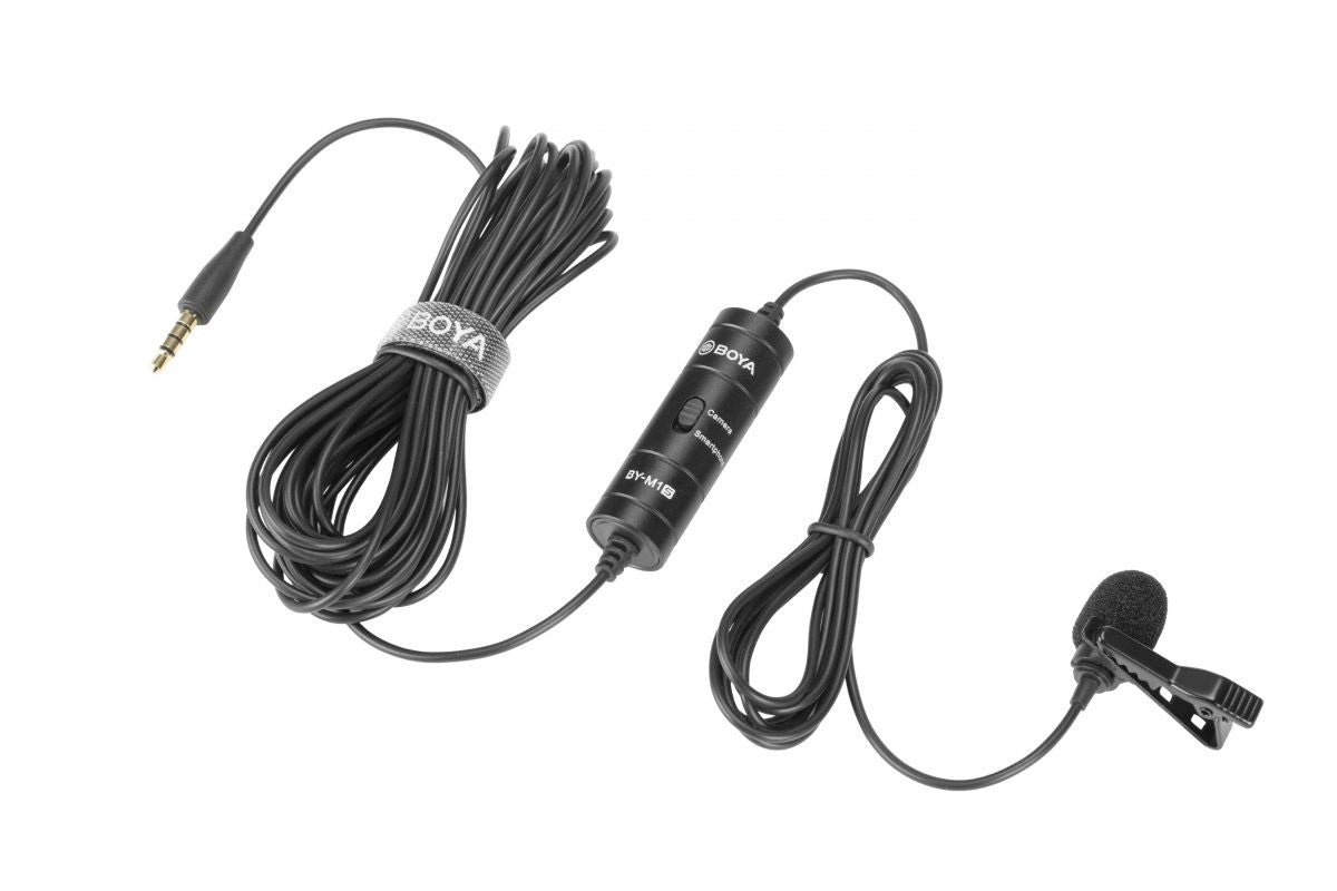 BOYA BY-M1S (M1 Smart) wired mic Universal Lavalier Microphone 3.5mm for phone, laptop, camera