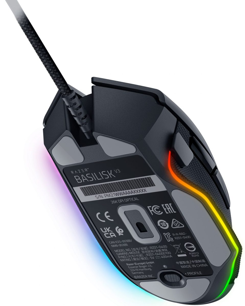 RAZER BASILISK V3 – RGB – ERGONOMIC FPS GAMING MOUSE – WIRED – OPTICAL SWITCHES