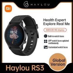 Xiaomi Haylou RS3 LS04 Smart Watch Smartwatch 1.2-Inch AMOLED Screen GPS 5ATM Waterproof Heart Rate Monitor Black EU 3204229