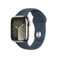 APPLE WATCH SERIES 9 MRJ33QL/A 41MM SILVER STAINLESS STEEL CASE WITH STORM BLUE SPORT BAND