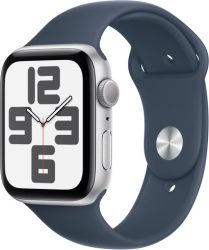 Apple Watch SE (2022) GPS 40mm Silver Aluminium Case with Storm Blue Sport Band S-M Silver