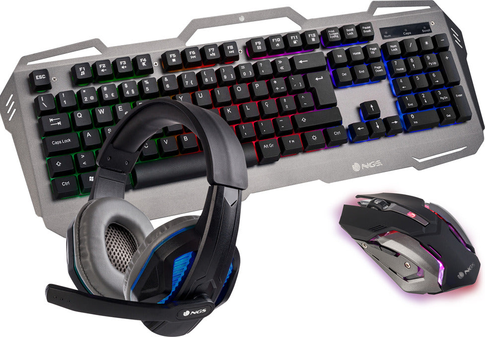 Σετ Gaming Πληκτρολόγιο NGS GBX-1500 Combo με διακόπτες και RGB φωτισμό & Ποντίκι Γκρι