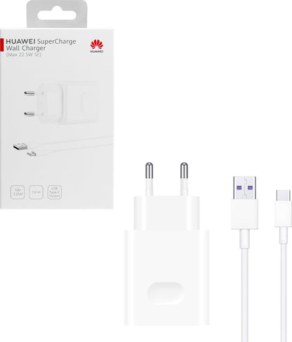 Huawei Φορτιστής με Θύρα USB-A και Καλώδιο USB-C 22.5W SuperCharge Λευκός (HW-100225E00)