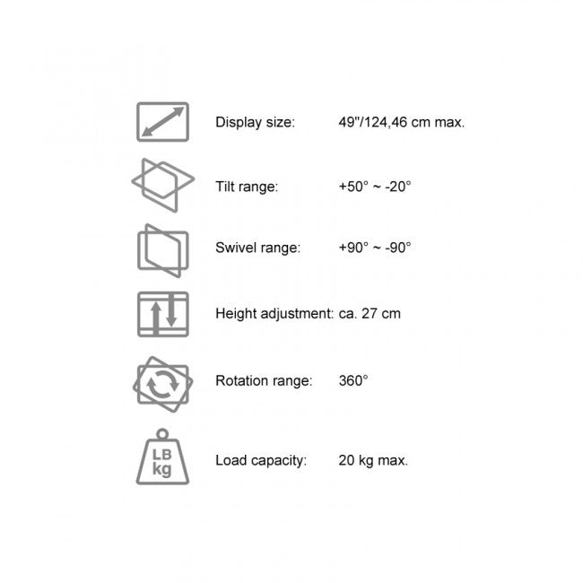 Βάση οθόνης Lc-Power LC-EQ-A49B Για οθόνες απο 17" εώς 49"/124,46 cm Μάυρη