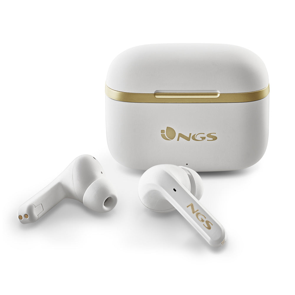 Bluetooth Handsfree Ακουστικά NGS Artica Trophy In-ear με Θήκη Φόρτισης Λευκά